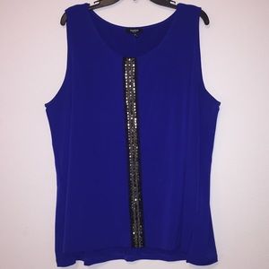 Premise cobalt sleeveless blouse w/ beading 3X